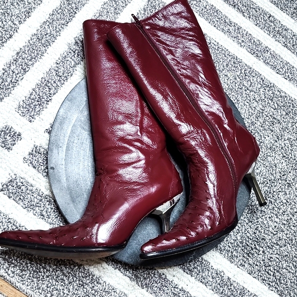 Leather maroon boots CUTE! - Picture 8 of 14